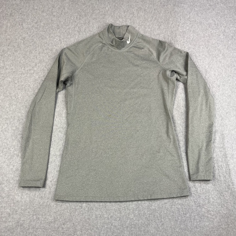 Nike Pro Combat Dri-FIT Shirt Mens Large Gray Insulated Fitted Mock Neck Top